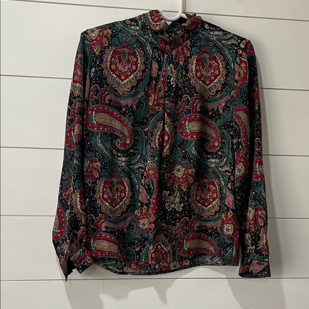 Notations Paisley Blouse in Teal & Burgundy